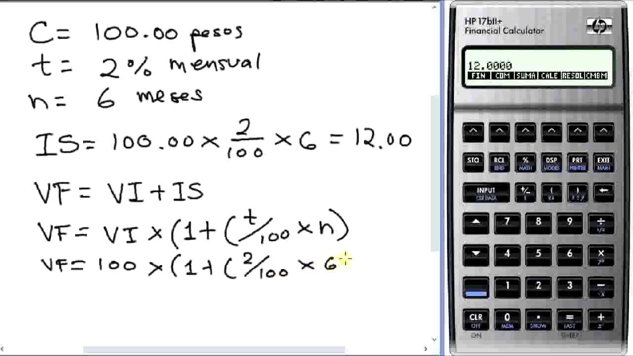 Formula de Interes Simple Calculadora HP - YouTube