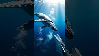 baby Whale Rushes Under Giant Whale 🐋 #Whale #BlueWhal #Underwater #SeaLife #Wildlife #Nature