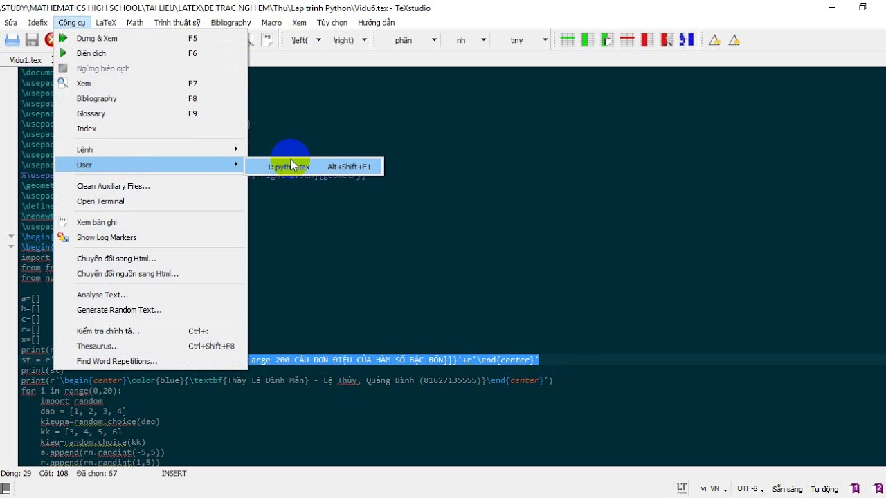 Phần 2: Cách lấy code Latex mà Python tạo ra - Lê Đình Mẫn - YouTube