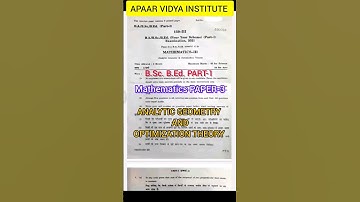 B.A./B.Sc.B.Ed. PART-1 MATHEMATICS 2021 QUESTION PAPER-3 PYQs #apaarvidyainstitute
