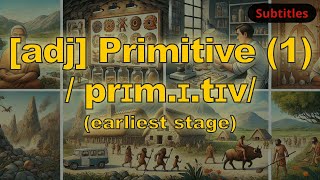 [adj] Primitive meaning (earliest stage) with 5 examples