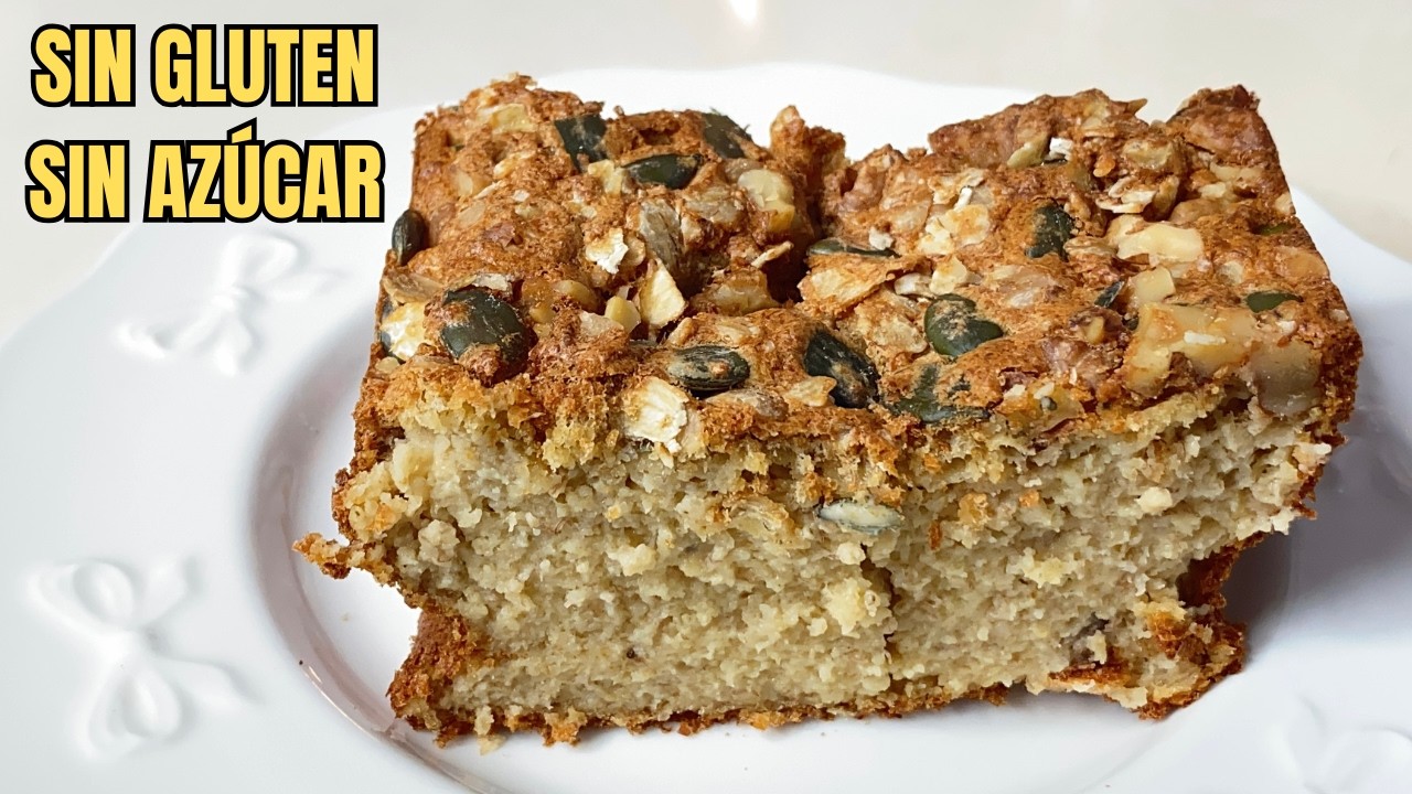 Bizcocho de Avena y Plátano 🍌 Sin Gluten y Sin Azúcar | Muy Fácil y Saludable