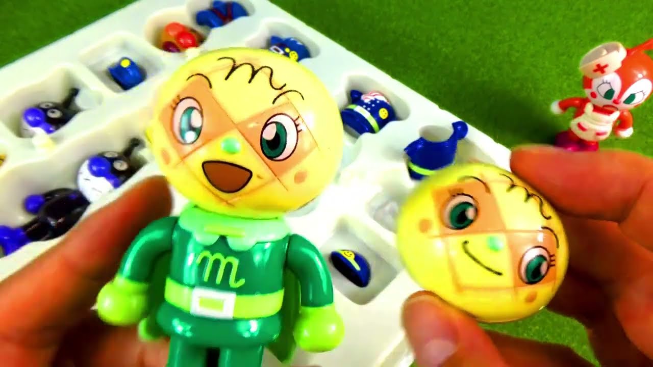 アンパンマンの古いおもちゃ パチッとな ばいきんまん、ドキンちゃん