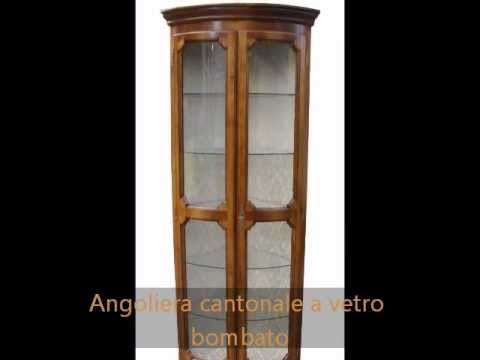 Angoliera vetrina ad angolo classica in stile con vetri bombati ... Vetrina due ante classica