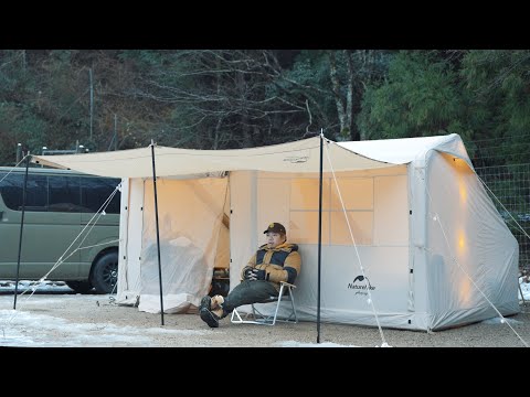 [Winter CAMPING]Camp in the snow with a hot air tent/spend a cold night warm with a wood stove/ASMR