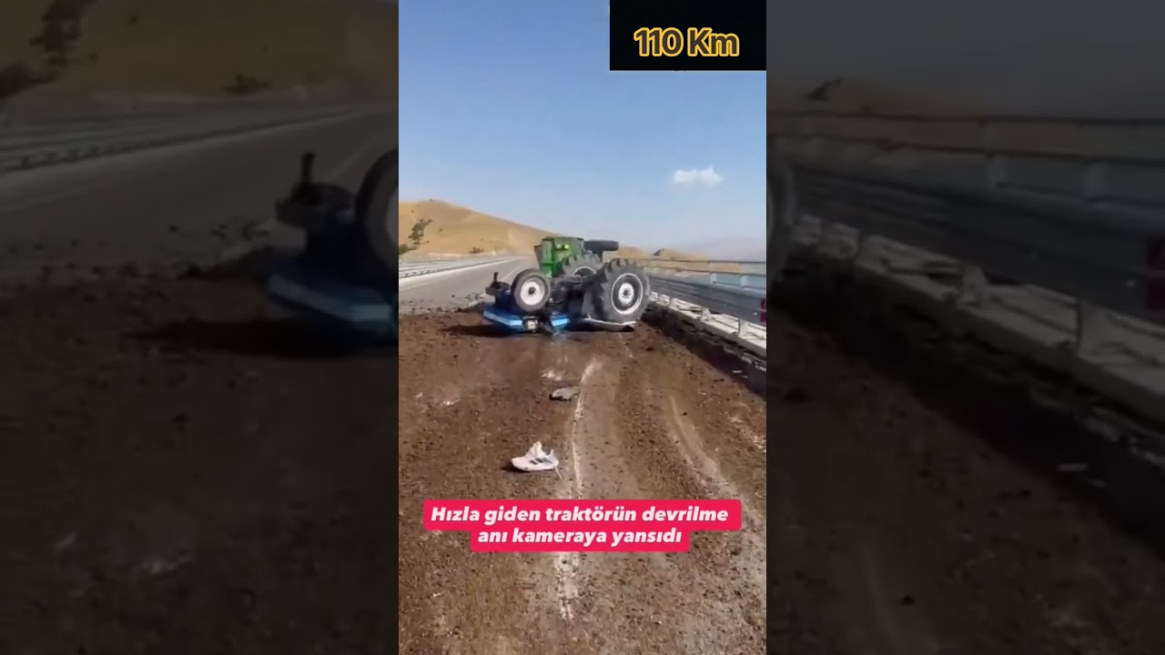 traktör 110 kilometre hızla giderken devrildi kaza yaptı #traktor #masseyferguson #fiat #egeasedan
