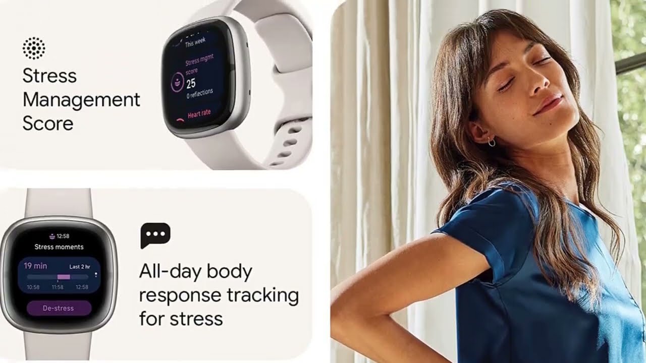 Fitbit Sense 2 Advanced Health and Fitness Smartwatch -White/Platinum- with Tools to Manage Stress