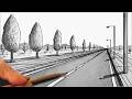 How to Draw a ROAD in 1 Point Perspective Step by Step
