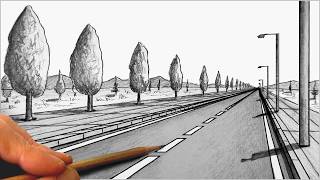 How to Draw a ROAD in 1 Point Perspective Step by Step
