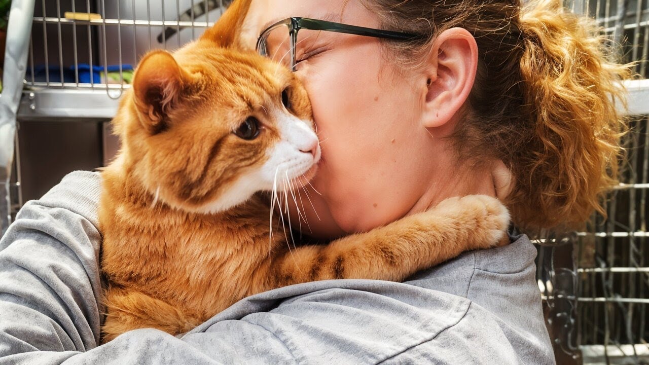 Shelter Cat Hugs Every Visitor, Hoping Someone Will Adopt Him