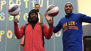 Marshawn Lynch visits former school with Harlem Globetrotters