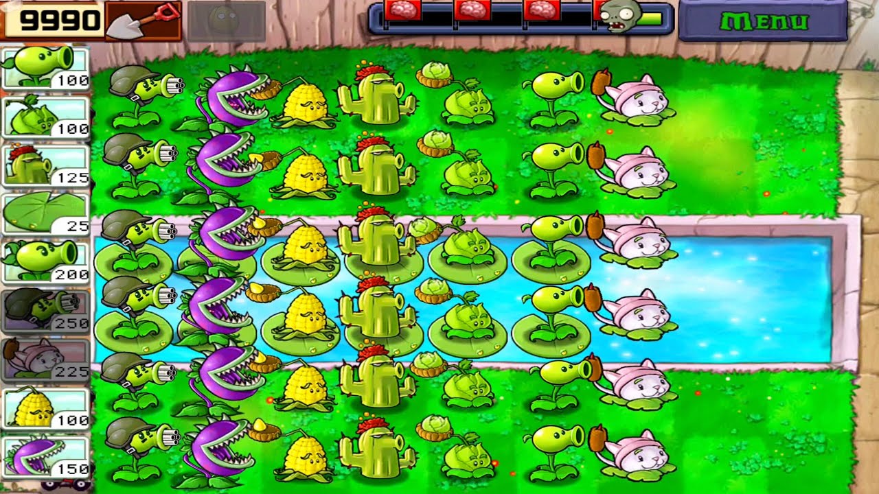 PLANT VS ZOMBIE | ADVENTURE POOL COMPLETED | GATLING PEA, CHOMPER, KERNEL PULT, CACTUS, CABBAGE PULT