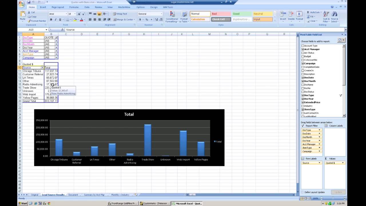 Reporting Across GoldMine CRM and Another Database
