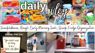 FIT MOM VLOG: Make Snackleboxes With Us🎣Rough Gym Day, & Quick Fridge Organization