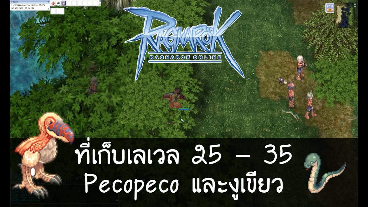 Ragnarok Exe ที่เก็บเลเวล 25 - 35 : Pecopeco และงูเขียว