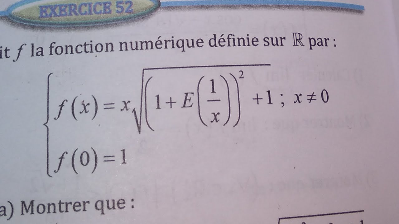 1 bac sm calcul des limites exercice 52 page 198 Almoufid