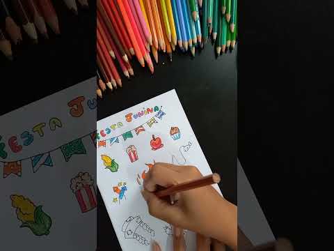 🌽Como desenhar e pintar desenhos fáceis de festa junina!