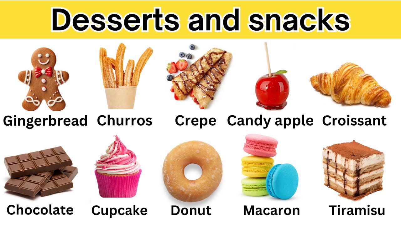 Popular desserts and snacks names in english || Learn English vocabulary