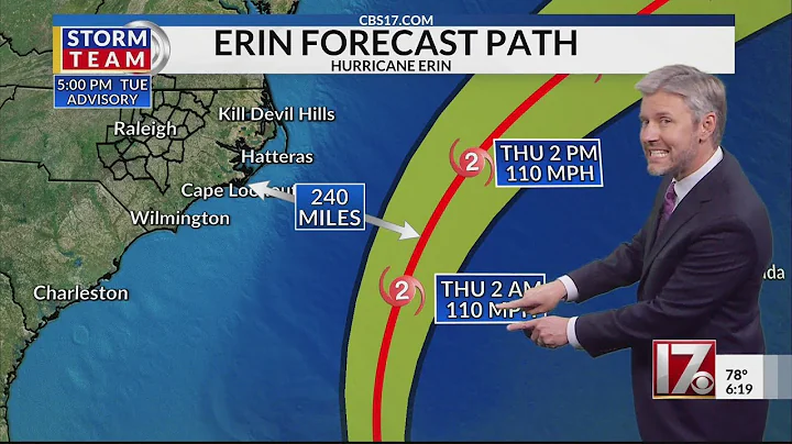 Hurricane Erin Forecast for NC Tuesday August 19 2025 CBS 17 Wes Hohenstein