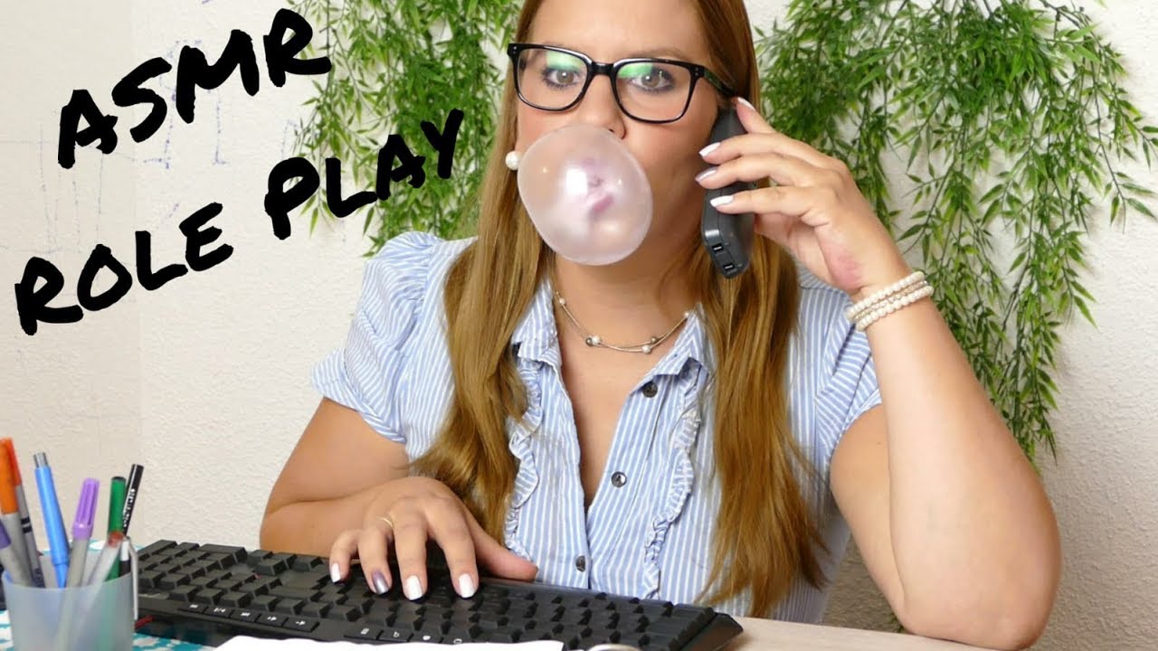 Asmr Bubble Gum Role Play Secretary Youtube