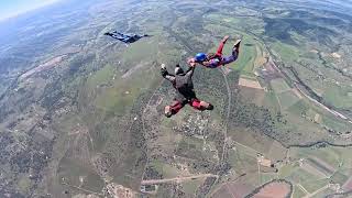 Skydive Ramblers Toogoolowah, outside cam. 3 way belly & line twist 👀 