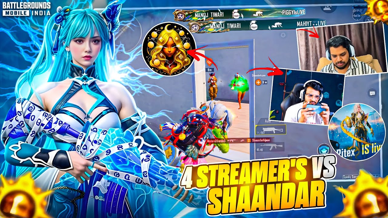 🔱 4+ STREAMER POV [ YOUTUBER SQUAD ] Vs SHAANDAR & 4 X-SUIT RICHEST PLAYERS CHALLENGED ME - BGMI🔥