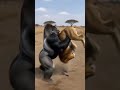 Lion Attacked by Bison, Lion, Bison, Wild Animal Fight, Wildlife