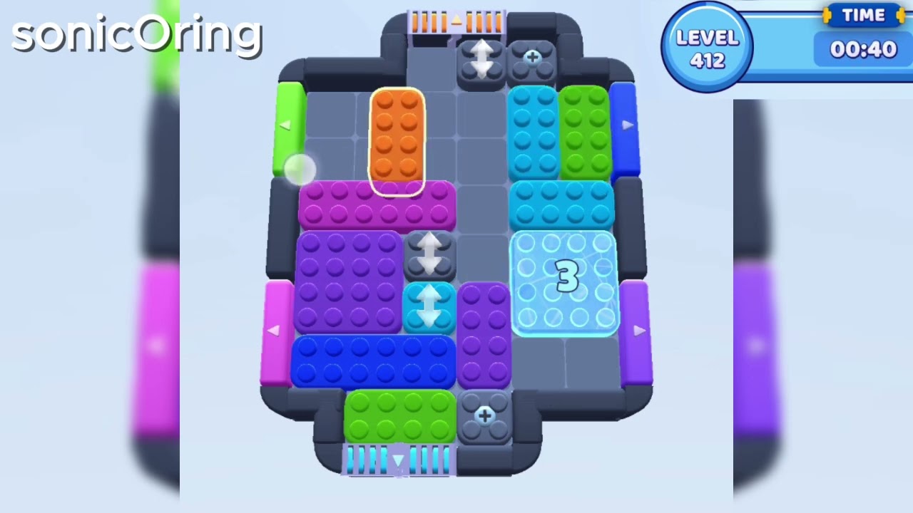 Color Block Jam Level 412 Level 412 board with a 2:10 timer and a visible goal counter 7 opening frame