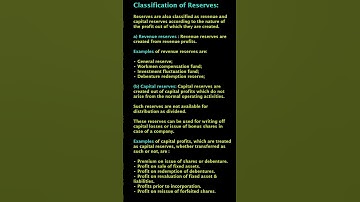Classification of Reserves #shorts #shortsfeed #shortsvideo #reserve