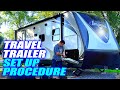 Rv set up procedure  properly  easily set up a travel trailer at a campsite