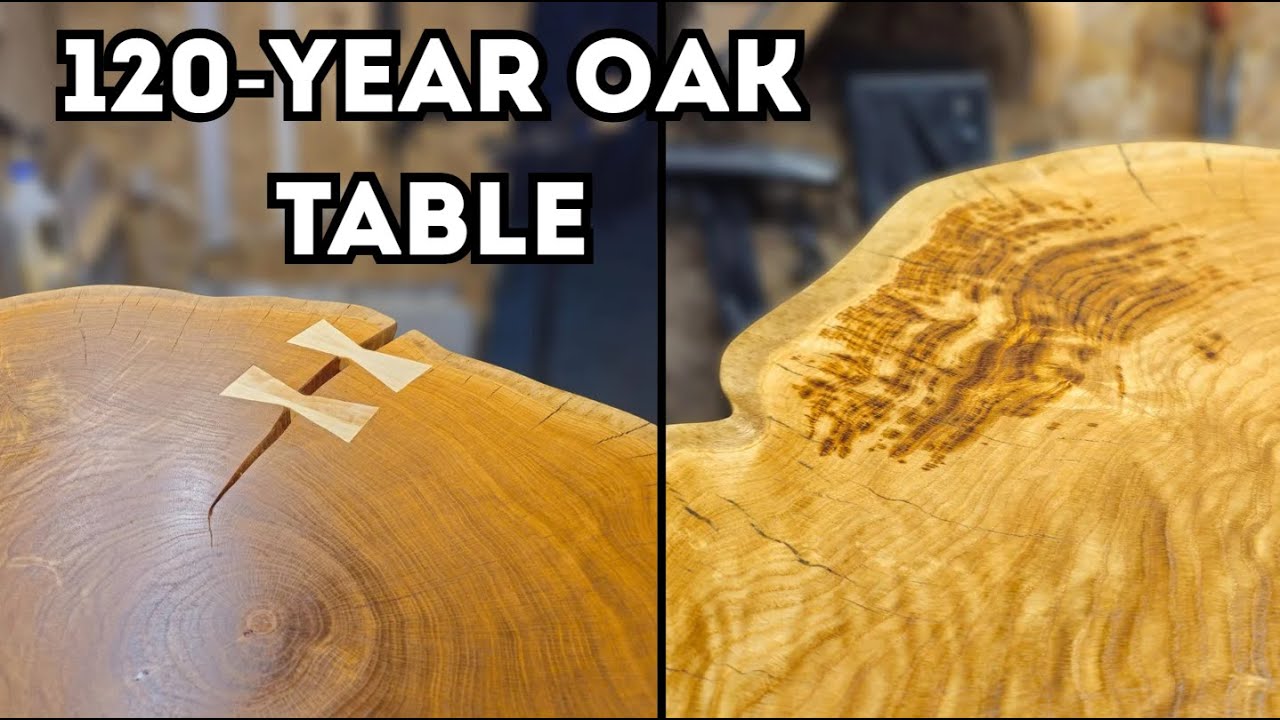Building a Massive Oak Slab Table • 5 Days of Woodworking (No Talk)