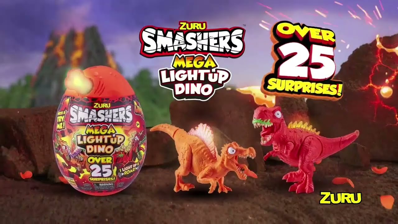 Smashers Mega Light Up Dino T-Rex Series 4 by ZURU -Collectible Egg with Over 25 Surprises 