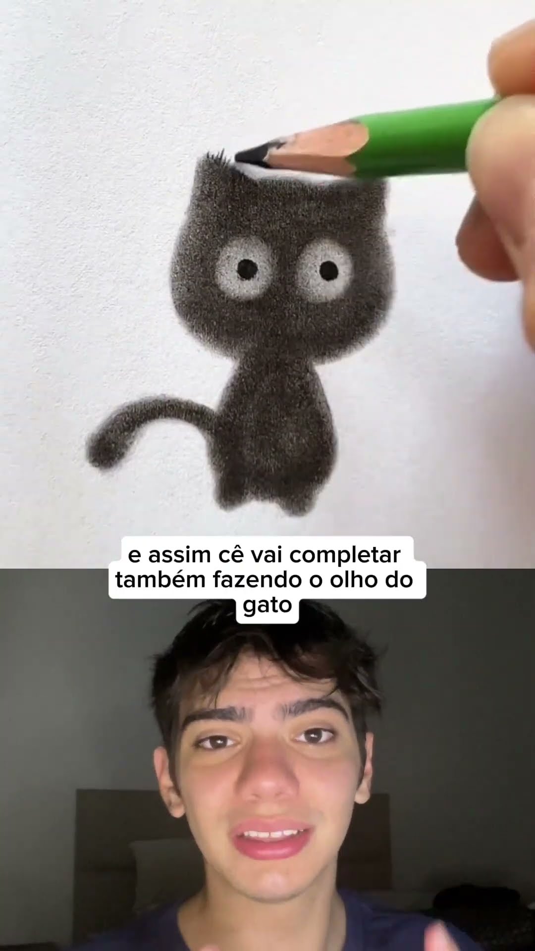 ? Descubra como desenhar um gatinho com lápis e cotonete! ? Fácil e criativo! Testa aí!