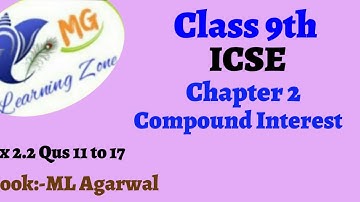 Class 9th ICSE Math Ch 2 Compound Interest Ex 2.2 Qus 11 to 17