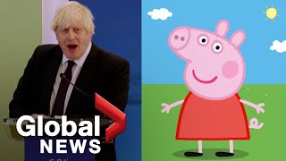 Boris Johnson loses speech notes, talks about Peppa Pig instead