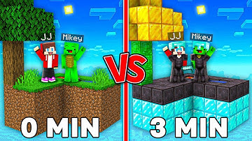 Mikey and JJ’s Skyblock Changes Blocks Every Minute in Minecraft Challenge - Maizen Stories