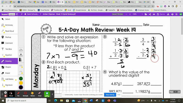 Week 19 Monday Spiral Review