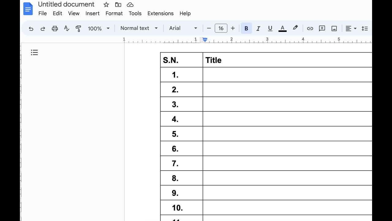 Insert the Number (Serial Number) in Column of Docs in Ascending Order ...