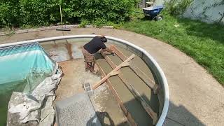 pool vinyl concrete steps building