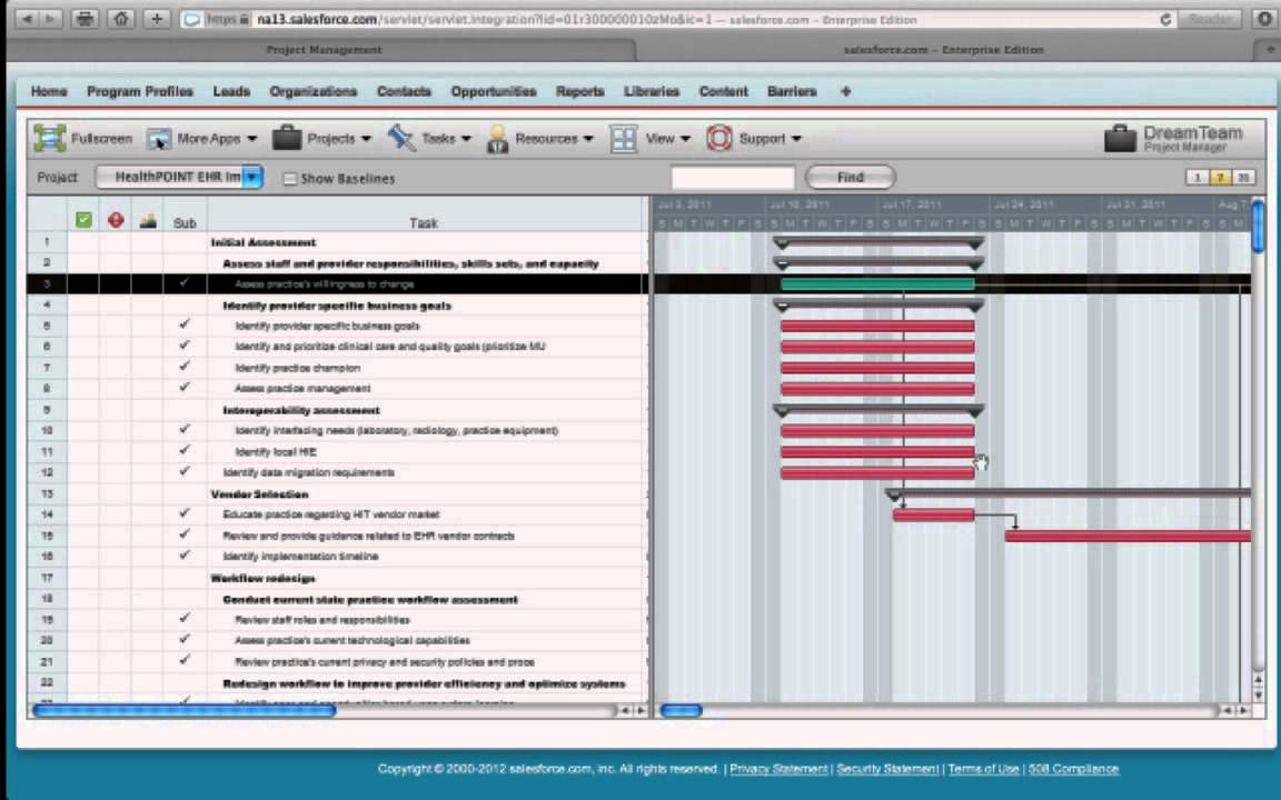 Ehr Implementation Gantt Chart