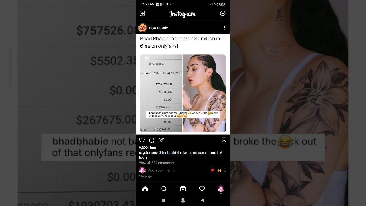 Bhadbhabie made over 1M in 6hrs after making her only fans YouTube