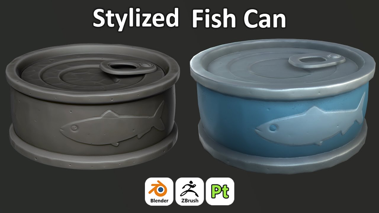 Stylized Metal Fish Can for Games Speed Art Blender / ZBrush / Substance Painter