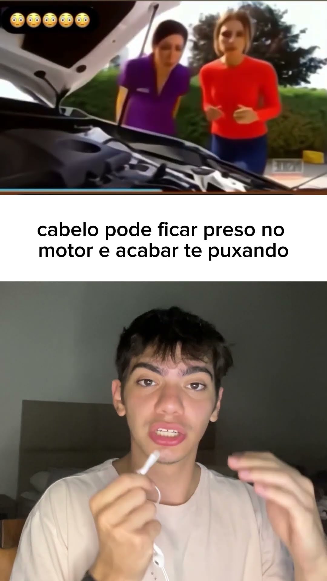 ⚠️ Prenda o cabelo ao mexer no carro! Evite que ele fique preso no motor e garanta sua segurança.