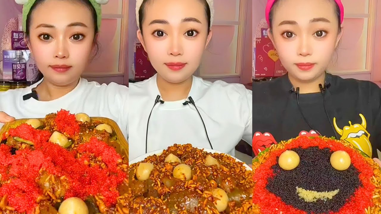 Extreme Colorful Snack ASMR Mukbang | Spicy Crunchy Egg Mix & Chinese Eating Sounds 