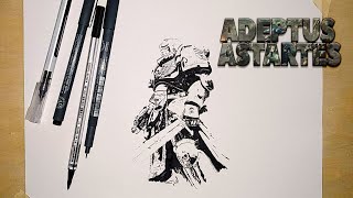 Warhammer 40K The Space Marine -Drawing Adeptus Astartes
