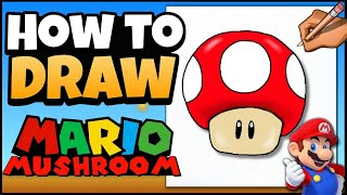 How to Draw a Super Mario Mushroom | Mario Art for Kids