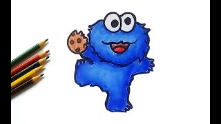 monster cookie draw easy drawing step tutorial