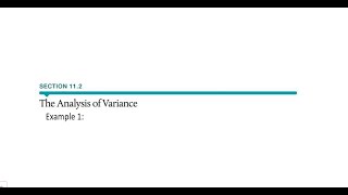 11.2 The Analysis of Variance: Example 1