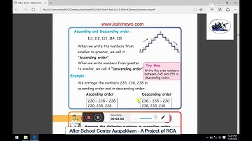 Rotary Club of Ambattur Class 3rd Maths Numbers Part 9 Ascending & Desending Order