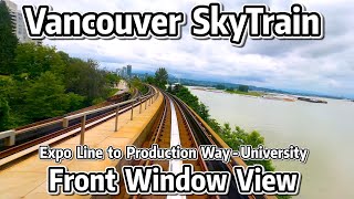 ⁴ᴷ⁶⁰ Vancouver Skytrain Front Window View - Expo Line To Production Way-University